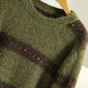 Buddha Stones Winter Stripes Pattern Crew Neck Long Sleeve Women's Cotton Sweater - image 3