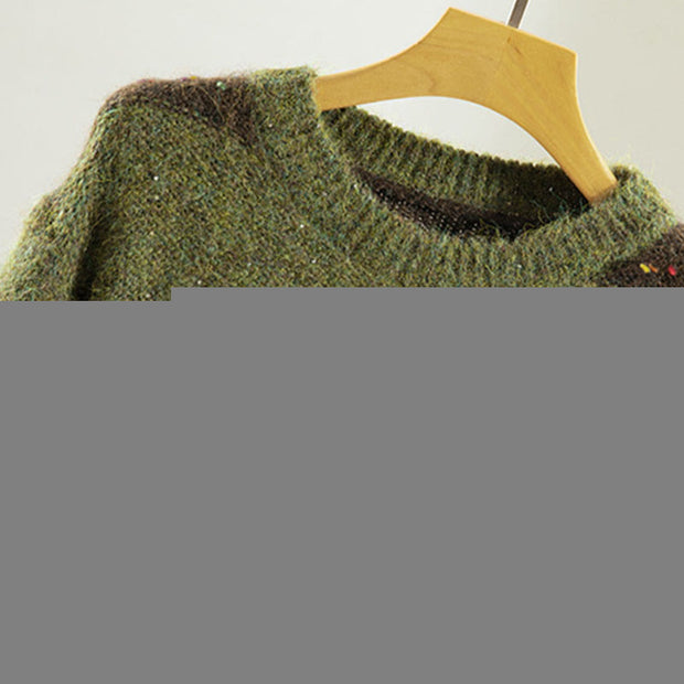 Buddha Stones Winter Stripes Pattern Crew Neck Long Sleeve Women's Cotton Sweater - image 2