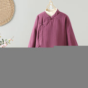 Buddha Stones Winter Frog-button Mid-length Women's Cotton Coat With Pockets - PaleVioletRed - US14，UK/AU18，EU46 (2XL) - image 26