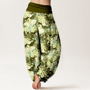 Buddha Stones Cotton Pastoral Flower Pattern Women's Elastic Waist Harem Pants - image 6