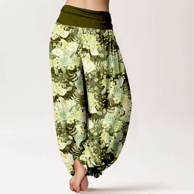 Buddha Stones Cotton Pastoral Flower Pattern Women's Elastic Waist Harem Pants - image 6