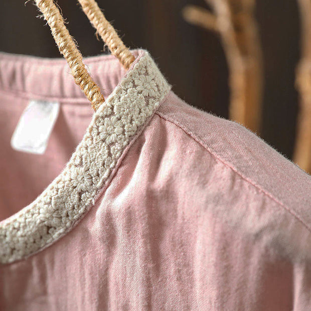 Buddha Stones Spring Fall Lace Collar Button Down Long Sleeve Women's Cotton Shirt - image 9