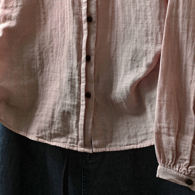 Buddha Stones Spring Fall Lace Collar Button Down Long Sleeve Women's Cotton Shirt - image 14