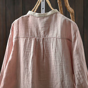 Buddha Stones Spring Fall Lace Collar Button Down Long Sleeve Women's Cotton Shirt - image 6