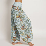 Buddha Stones Cotton Retro Flowers Vines Bird Pattern Women's Elastic Waist Harem Pants - image 7