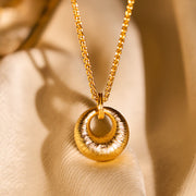 Buddha Stones 24k Gold Plated Copper Peace Buckle Texture Wealth Necklace Pendant - image 3