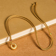 Buddha Stones 24k Gold Plated Copper Peace Buckle Texture Wealth Necklace Pendant - image 11