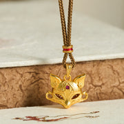 Buddha Stones "Wishing You Clever Grace" 24k Gold Plated Brass Fox Necklace Includes Gift Message Card - image 3