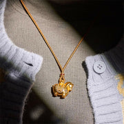 Buddha Stones Year Of The Horse 24k Gold Plated Brass Rope Cord Necklace Pendant - image 14