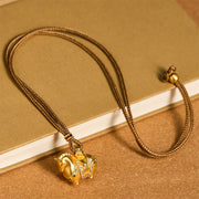 Buddha Stones Year Of The Horse 24k Gold Plated Brass Rope Cord Necklace Pendant - image 12