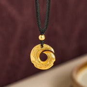 FREE Today: Auspicious and Fortune 24k Gold Plated Brass Peace Buckle Black Rope Necklace Pendant - image 2