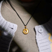 FREE Today: Auspicious and Fortune 24k Gold Plated Brass Peace Buckle Black Rope Necklace Pendant - image 9