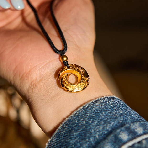 FREE Today: Auspicious and Fortune 24k Gold Plated Brass Peace Buckle Black Rope Necklace Pendant - image 8