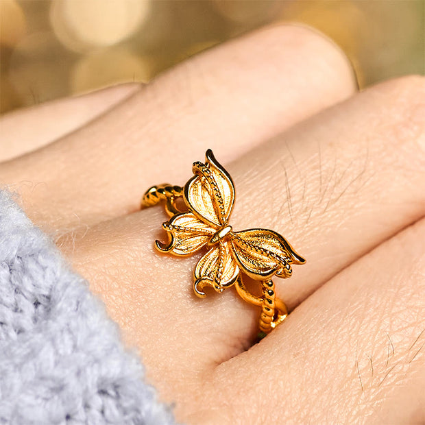 FREE Today: Love and Freedom 24k Gold Plated Brass Butterfly Symbol Adjustable Ring - image 7