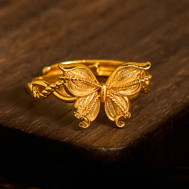 FREE Today: Love and Freedom 24k Gold Plated Brass Butterfly Symbol Adjustable Ring - image 3