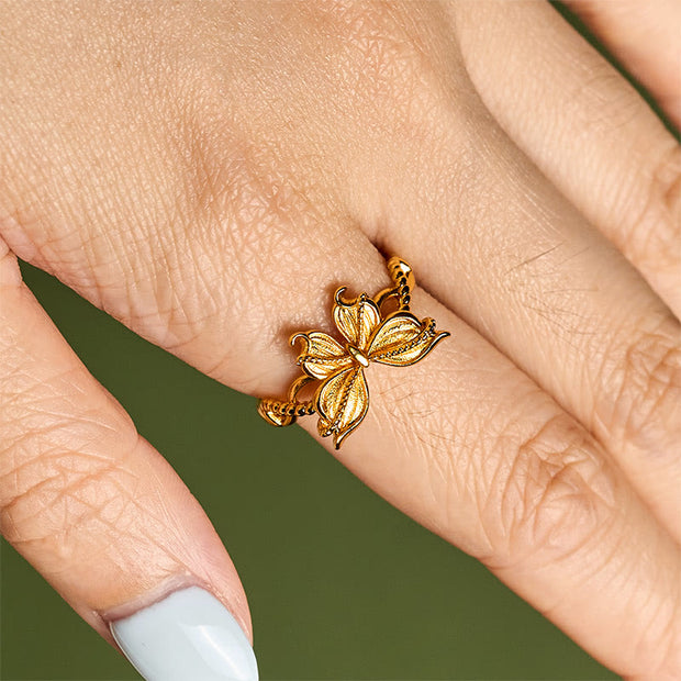 FREE Today: Love and Freedom 24k Gold Plated Brass Butterfly Symbol Adjustable Ring - image 10