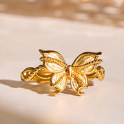 FREE Today: Love and Freedom 24k Gold Plated Brass Butterfly Symbol Adjustable Ring - Adjustable(Inner Diameter: 16.8mm) - image 0