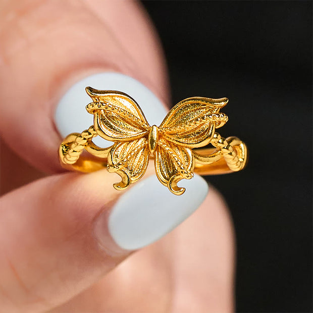 FREE Today: Love and Freedom 24k Gold Plated Brass Butterfly Symbol Adjustable Ring - image 4