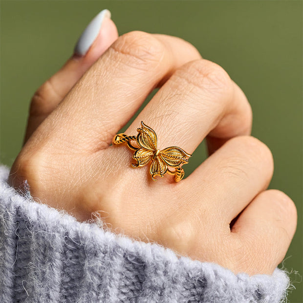 FREE Today: Love and Freedom 24k Gold Plated Brass Butterfly Symbol Adjustable Ring - image 9