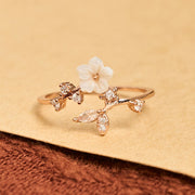 FREE Today: Healing and Luck White Flower Design Adjustable Copper Ring - image 1