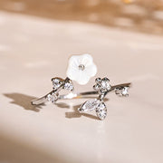 FREE Today: Healing and Luck White Flower Design Adjustable Copper Ring - Silver - image 12