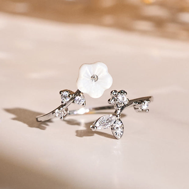 FREE Today: Healing and Luck White Flower Design Adjustable Copper Ring - Silver - image 12