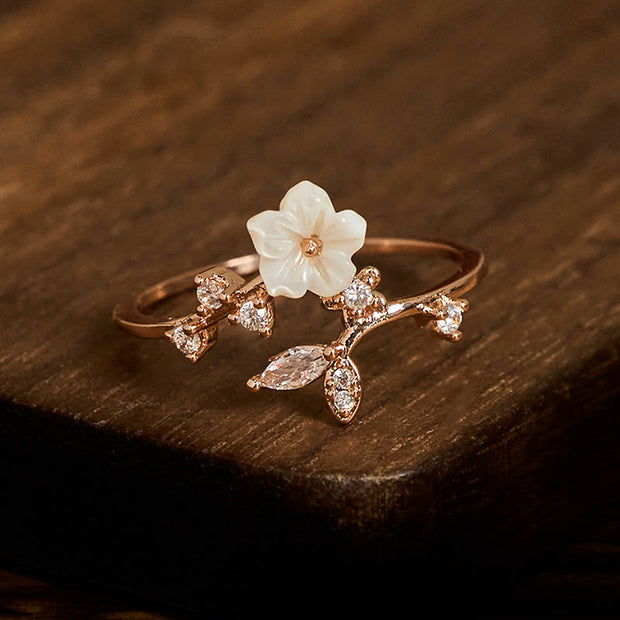 FREE Today: Healing and Luck White Flower Design Adjustable Copper Ring - image 2
