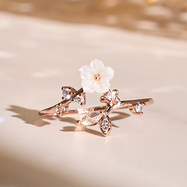 FREE Today: Healing and Luck White Flower Design Adjustable Copper Ring - Rose Gold - image 0