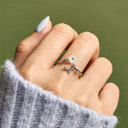 Buddha Stones White Flower Design Adjustable Healing Copper Ring - image 20