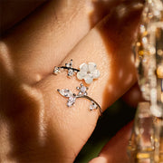 Buddha Stones 925 Sterling Silver White Flower Design Adjustable Blessing Ring - image 16