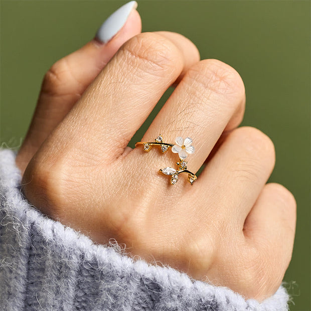 Buddha Stones 925 Sterling Silver White Flower Design Adjustable Blessing Ring - image 22