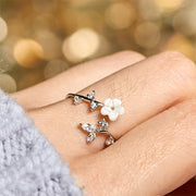 Buddha Stones 925 Sterling Silver White Flower Design Adjustable Blessing Ring - image 13