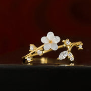 Buddha Stones 925 Sterling Silver White Flower Design Adjustable Blessing Ring - image 18