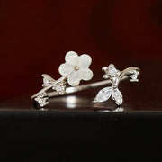 Buddha Stones 925 Sterling Silver White Flower Design Adjustable Blessing Ring - image 11