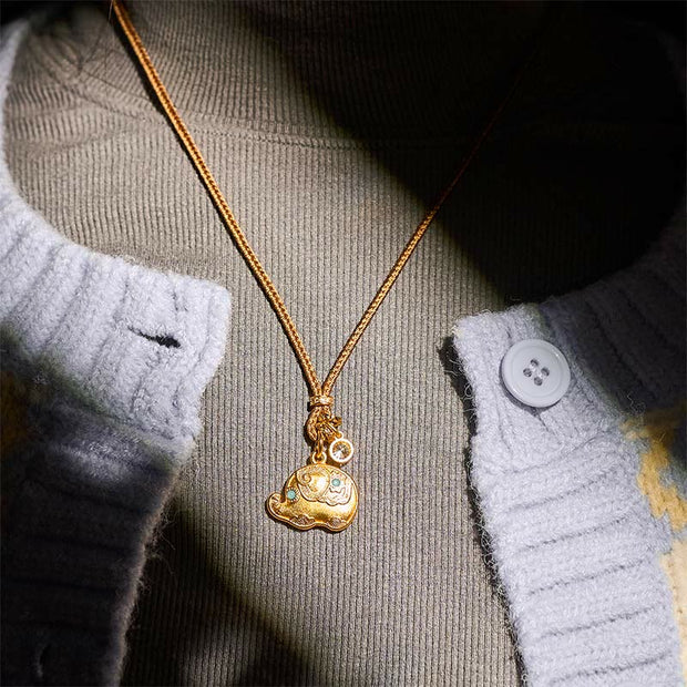 FREE Today: Strength and Wisdom 24k Gold Plated Brass Elephant Symbol Braided Cord Necklace Pendant - image 6