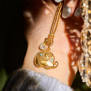 FREE Today: Strength and Wisdom 24k Gold Plated Brass Elephant Symbol Braided Cord Necklace Pendant - image 5