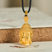 Buddha Stones 24k Gold Plated Brass Buddha Symbol Braided Cord Serenity Necklace Pendant - image 6