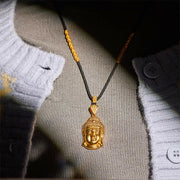 Buddha Stones 24k Gold Plated Brass Buddha Symbol Braided Cord Serenity Necklace Pendant - image 11
