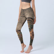 Buddha Stones Mandala Print Design Gym Leggings Women's Yoga Pants - DarkGray - US18，UK/AU22，EU50 (4XL) - image 0