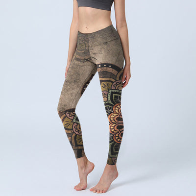 Buddha Stones Mandala Print Design Gym Leggings Women's Yoga Pants - DarkGray - US18，UK/AU22，EU50 (4XL) - image 0
