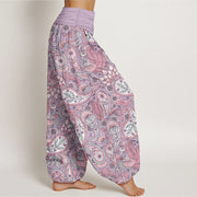 Buddha Stones Cotton Cashew Flower Peacock Sunflower Design Women's Elastic Waist Harem Pants - image 1