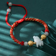 Buddha Stones Chinese Zodiac Jade Silver Beads Year Of The Horse Red String Luck Bracelet - Tiger - image 9