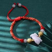 Buddha Stones Chinese Zodiac Jade Silver Beads Year Of The Horse Red String Luck Bracelet - Dragon - image 16