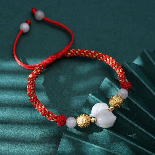 Buddha Stones Chinese Zodiac Jade Silver Beads Year Of The Horse Red String Luck Bracelet - Snake - image 17