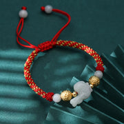 Buddha Stones Chinese Zodiac Jade Silver Beads Year Of The Horse Red String Luck Bracelet - Rooster - image 21