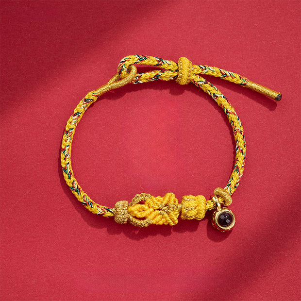 Buddha Stones String Projection Stone Hand-woven Buddha Knots Connection Bracelet - Light Yellow(Wrist Circumference: 14-23 cm) - image 10