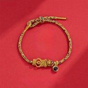 Buddha Stones String Projection Stone Hand-woven Buddha Knots Connection Bracelet - Deep Yellow(Wrist Circumference: 14-23 cm) - image 7