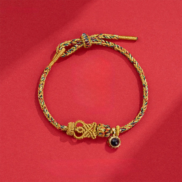 Buddha Stones String Projection Stone Hand-woven Buddha Knots Connection Bracelet - Deep Yellow(Wrist Circumference: 14-23 cm) - image 7