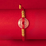 Buddha Stones White Chalcedony Peace Buckle Connection Rope Knot Bracelet - image 2