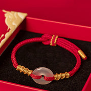 Buddha Stones White Chalcedony Peace Buckle Connection Rope Knot Bracelet - image 11